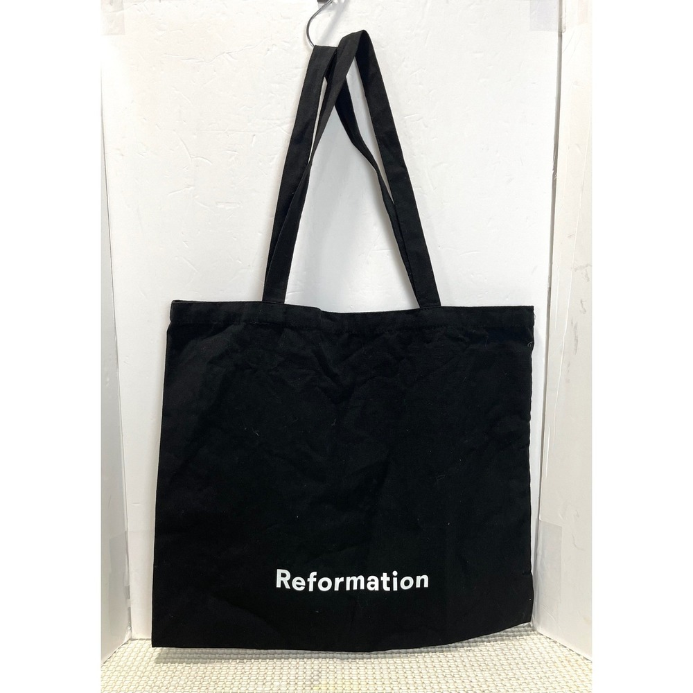 Reformation Black Canvas Tote Bag White Logo Graphic Eco Friendly Bag EUC